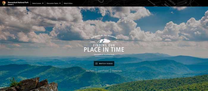 Shenandoah National Park site with a mountain panorama.