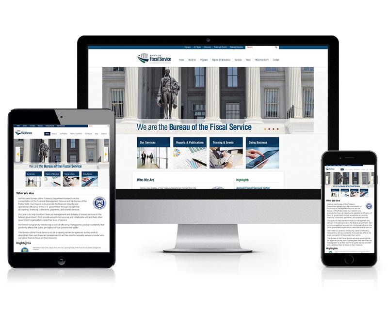 Bureau of the Fiscal Service site on a desktop, tablet and phone.